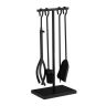 Rinkinys iš 4 židinio įrankių ir stovo 57x25x18cm., juodos spalvos