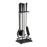 Rinkinys iš 4 židinio įrankių ir stovo 64x23x16cm., juodos spalvos