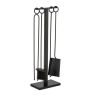 Rinkinys iš 4 židinio įrankių ir stovo 77,5x25,5x15,5cm., juodos spalvos