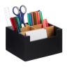 Rašymo priemonių organizatorius 9,5x18x15 cm., juodos/šviesiai rudos spalvos