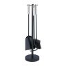 Rinkinys iš 3 židinio įrankių ir stovo 57x14,5cm., juodos/sidabrinės spalvos