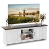 TV staliukas 145x39,5x49,5cm., baltos/tamsiai rudos spalvos