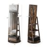 Напольное зеркало-шкаф для украшений 56x164см, темно-коричневый/черный