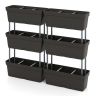 Rinkinys iš 6 gėlių vazonų 49x16x16cm., juodos spalvos