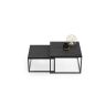 Betono dizaino kavos staliukas Twin 70x70x42cm / 60x60x36 cm, juodos spalvos