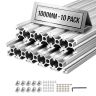 Aliuminio ekstruzijos profiliai VEVOR 2020T-100-10-Y, 10 vnt, Sidabrinė, 20 × 20 × 1000 mm