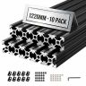 Aliuminio ekstruzijos profiliai VEVOR 2020T-122-10-H, 10 vnt, Juoda, 2 × 1,2 × 134 cm