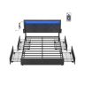 SONGMICS RMB827G02 double bed frame, 4 drawers, 210.2 × 149 × 94.7/100.6 cm