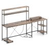 Rašomasis stalas 145x145x147cm., rudos/juodos spalvos