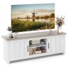 TV staliukas 145x39,5x49,5cm., baltos/šviesiai rudos spalvos