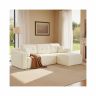 VASAGLE corner modular sofa, left, with large chaise longue, White, 150 × 244 × 73 cm