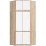 Kampinė spinta S100, su antstatu, 6 durimis, rudos/baltos spalvos, 100 × 235 × 50 cm