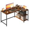 Corner desk VASAGLE, 2 AC sockets and 2 USB ports, Brown, 120 × 80 × 76 cm