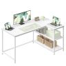 VASAGLE Corner Desk, 2 AC Outlets and 2 USB Ports, White, 120 × 80 × 76 cm