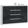 Komoda NORE K140 su 4-iais stalčiais, baltos/juodos spalvos