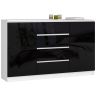 Komoda NORE K160 su 4-iais stalčiais, blizgios juodos spalvos