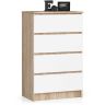 Komoda NORE K60 su 4-iais stalčiais, ąžuolo/baltos spalvos