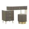 Sharon dressing table with pouf, Grey, 120 × 75 × 40 cm