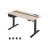 Reguliuojamo aukščio elektrinis rašomasis stalas 60 x 140 cm su lizdais ir USB jungtimis, pilkos - juodos spalvos