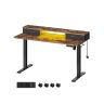 Elektrinis reguliuojamo aukščio rašomasis stalas su apšvietimu 60x140x120cm., rudos/juodos spalvos