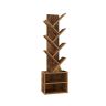 VASAGLE Custos tree-shaped bookshelf, 2 open shelves, Brown, 20.3 × 123.2 × 38 cm