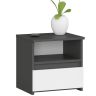 Naktinis staliukas AKORD Furniture Factory CL1, 1 stalčius, pilkos/baltos spalvos, 40 × 40 × 35 cm
