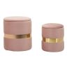 Sheffild poufs, 2 pcs, Pink/gold, Ø 37 × 42 cm – Ø 28 × 35 cm