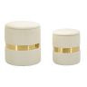 Sheffild poufs, 2 pcs, Sand/gold, Ø 37 × 42 cm – Ø 28 × 35 cm