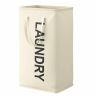 SONGMICS Folding Laundry Basket, 80 l, White, 40 × 68 × 30 cm
