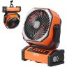 Nešiojamas įkraunamas ventiliatorius su LED žibintu, USB, 4 greičiai, laikmatis, 228,6 mm