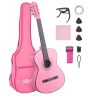 Klasikinė medinė gitara 960 mm rožinė su priedais pradedantiesiems