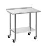 Virtuvės darbo stalas VEVOR YH2-J-D-36, su ratukais ir sienele, 91,5 × 89,4 × 61 cm
