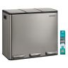 SONGMICS kitchen trash can, 3 × 18 l, with pedal, Silver, 62 × 35.3 × 54 cm