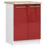 Virtuvinė spintelė OLIWIA S60, 2 durelės, baltos/raudonos spalvos, 60 × 85 × 46 cm