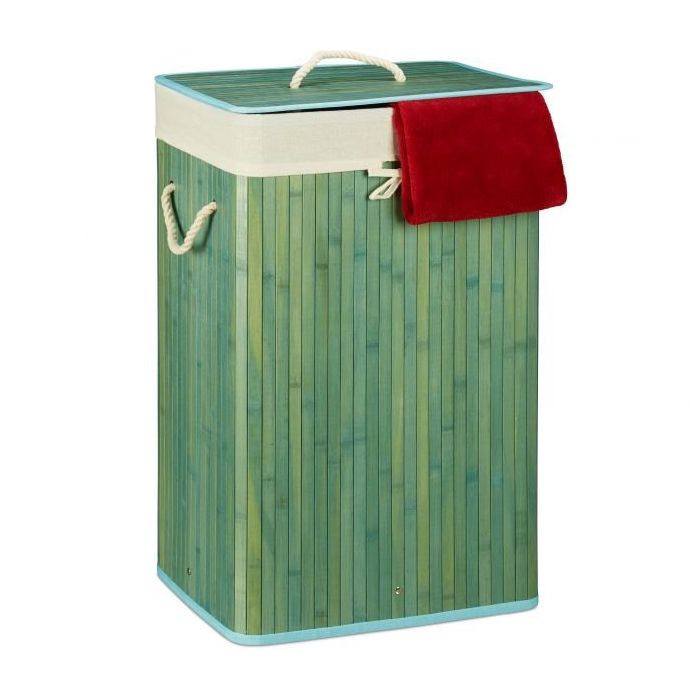Корзина для белья 65,5x43,5x33,5 см, 83 л, цвет зеленый/кремовый