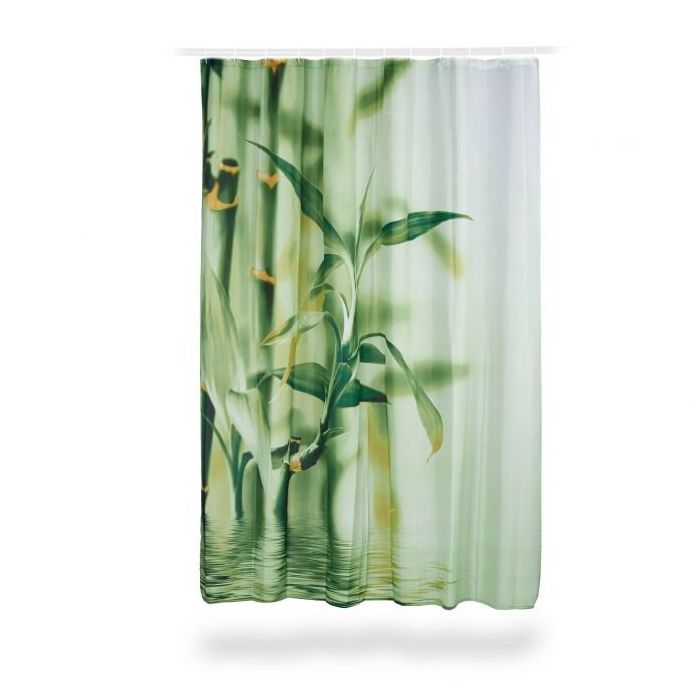 Dušo užuolaida 200x180x4cm., žalios/baltos spalvos