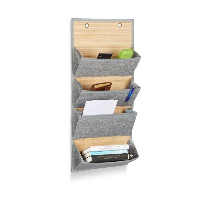 Подвесной органайзер с 3 отделениями 75x34x12см., серый/светло-коричневый