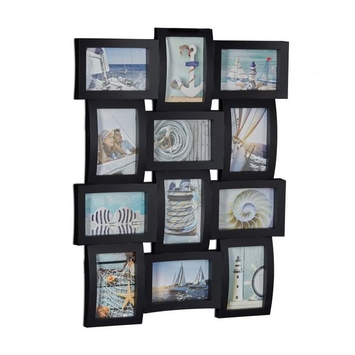 Коллаж из 12 фотографий 60,5x47,5x3,5см., черный цвет