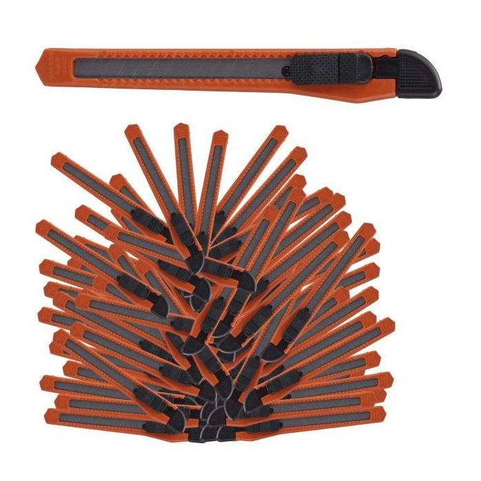 Rinkinys iš 100 statybinių peilių 1x1,8x13cm., oranžinės/juodos/sidabrinės spalvos