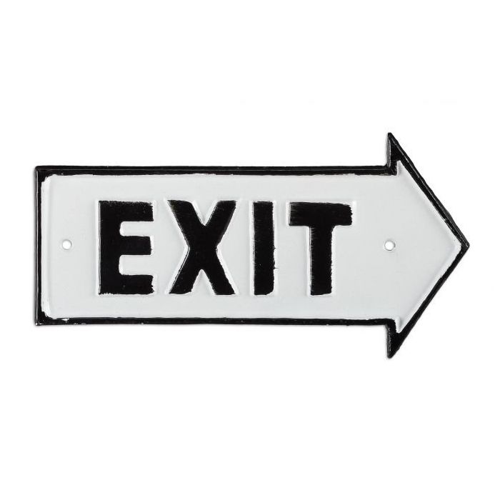 Lentelė "EXIT" 9,5x18,5x0,5cm., juodos/baltos spalvos