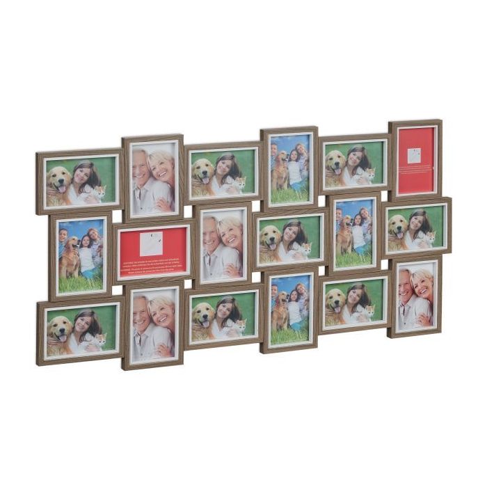 Коллаж из 18 фотографий 47x91x2 см., коричнево-белые