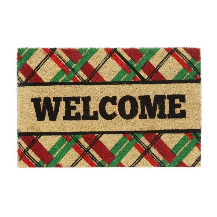 Придверный коврик "Welcome" 60х40 см., светло-коричневый/зеленый/красный/черный
