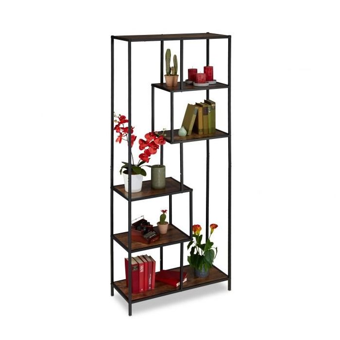 Книжная полка 186x78x33см., коричневый/черный