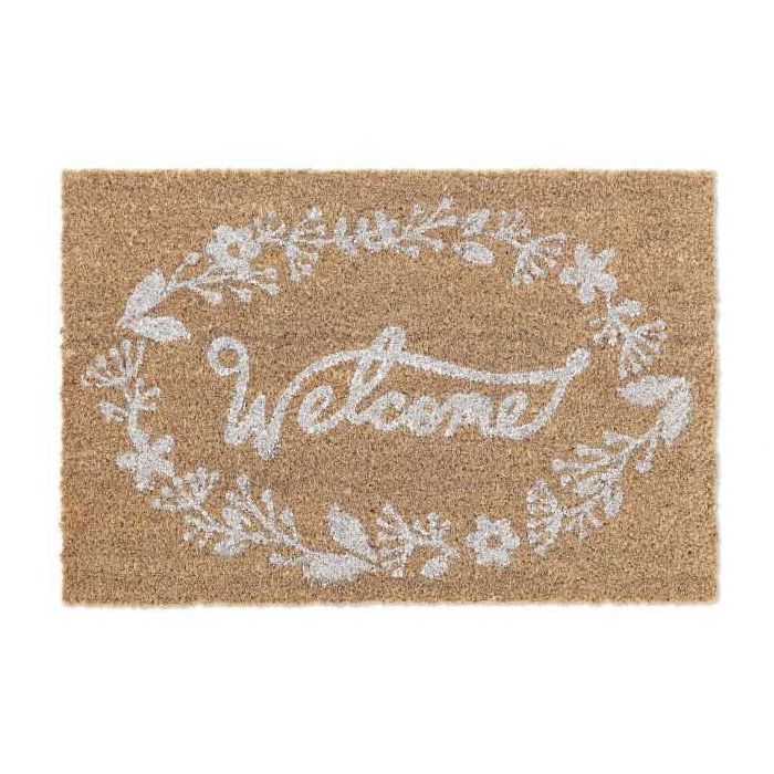 Придверный коврик "Welcome" 60х40 см., цвет светло-коричневый/белый.