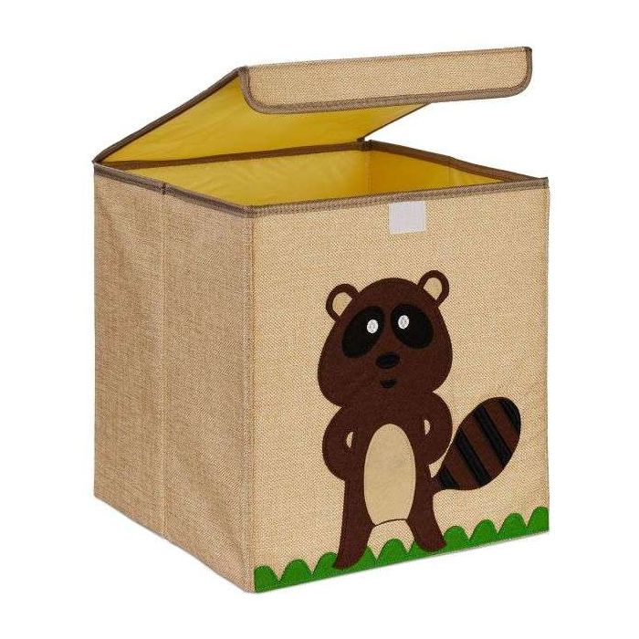 Складная коробка с крышкой 33х33х33см., бежевый/коричневый/черный