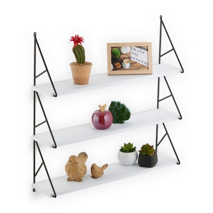 Полка настенная для гостиной 60x60x15см., белый/черный
