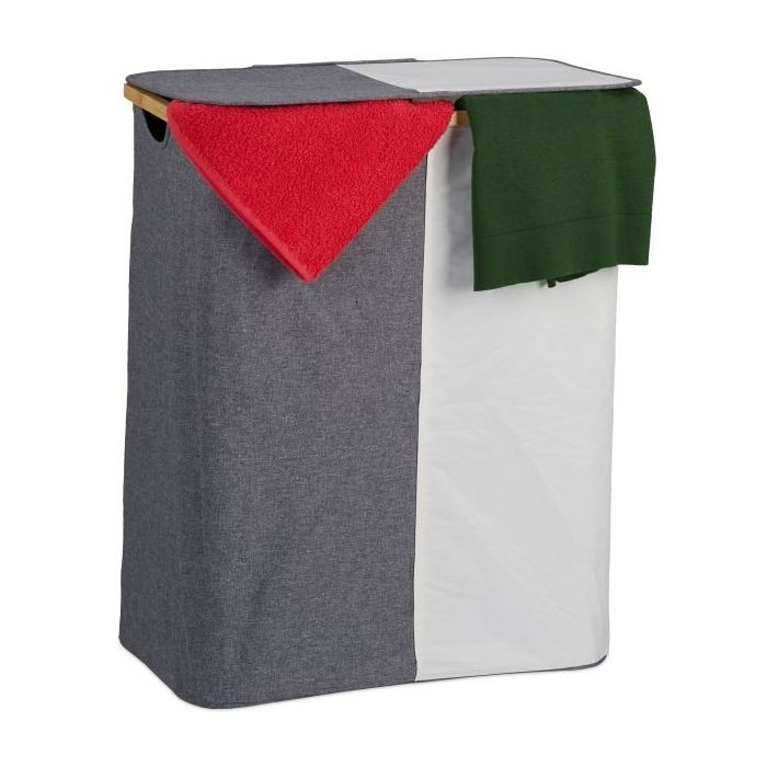 Корзина для белья 65,5x54x33,5 см, 110 л, серо-бело-светло-коричневая