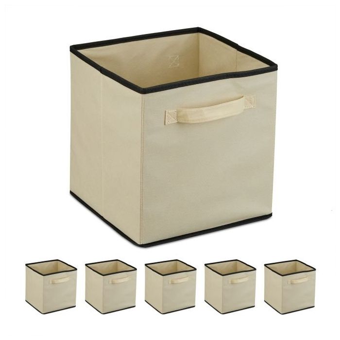 Набор из 6 коробок для хранения 29x27,5x27см., бежевый/черный.