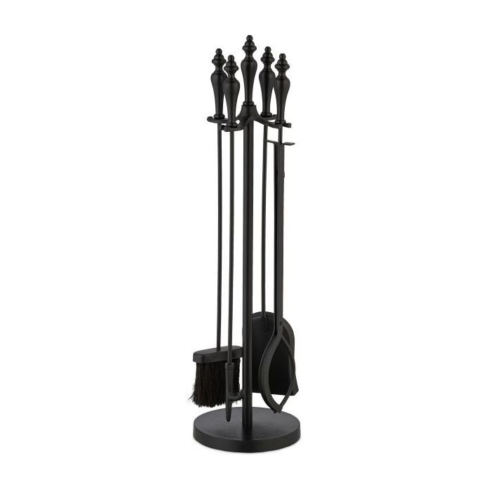 Rinkinys iš 4 židinio įrankių ir stovo 77x20,5cm., juodos spalvos