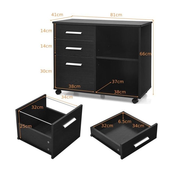 Шкаф для документов 81x41x66см, черного цвета